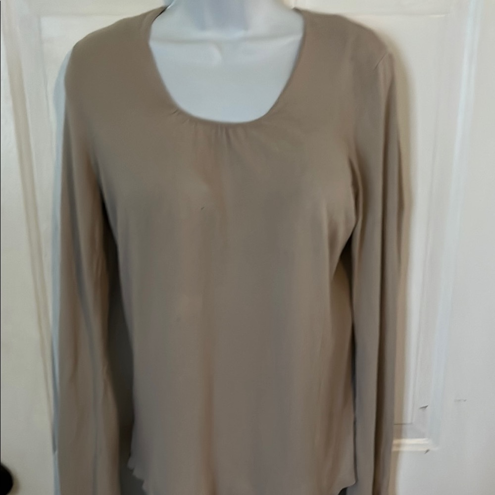 Ann Taylor Brown Long Sleeve Relaxed Blouse